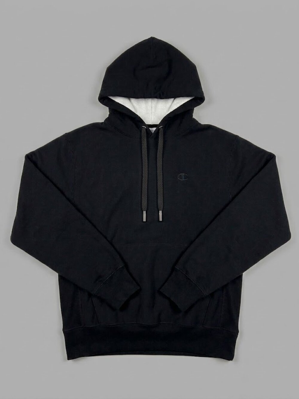 Champion Hoodie - Black w/ Gray Hood Lining - Men's Size Medium